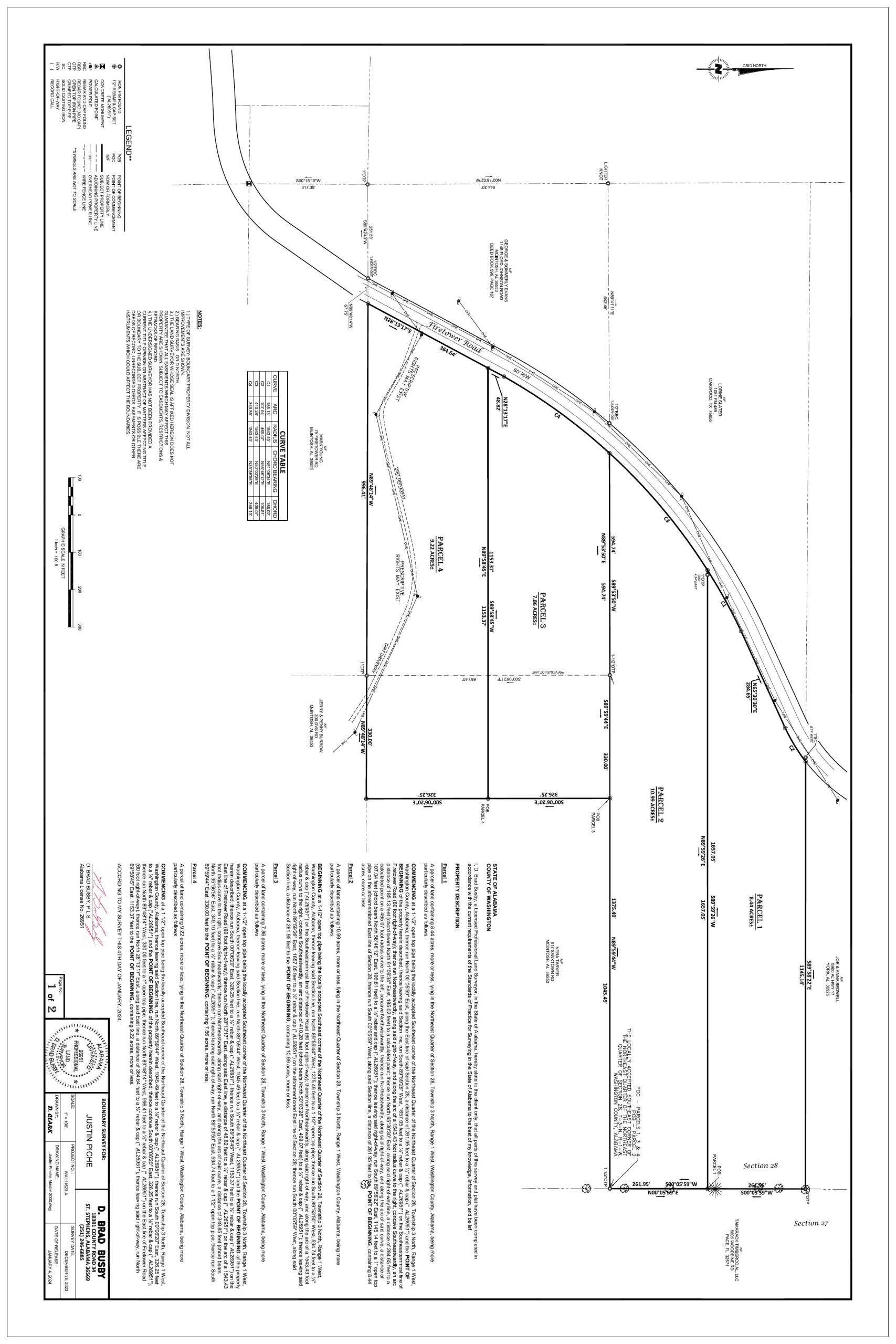 Recorded plat - north tract - Washington County, AL