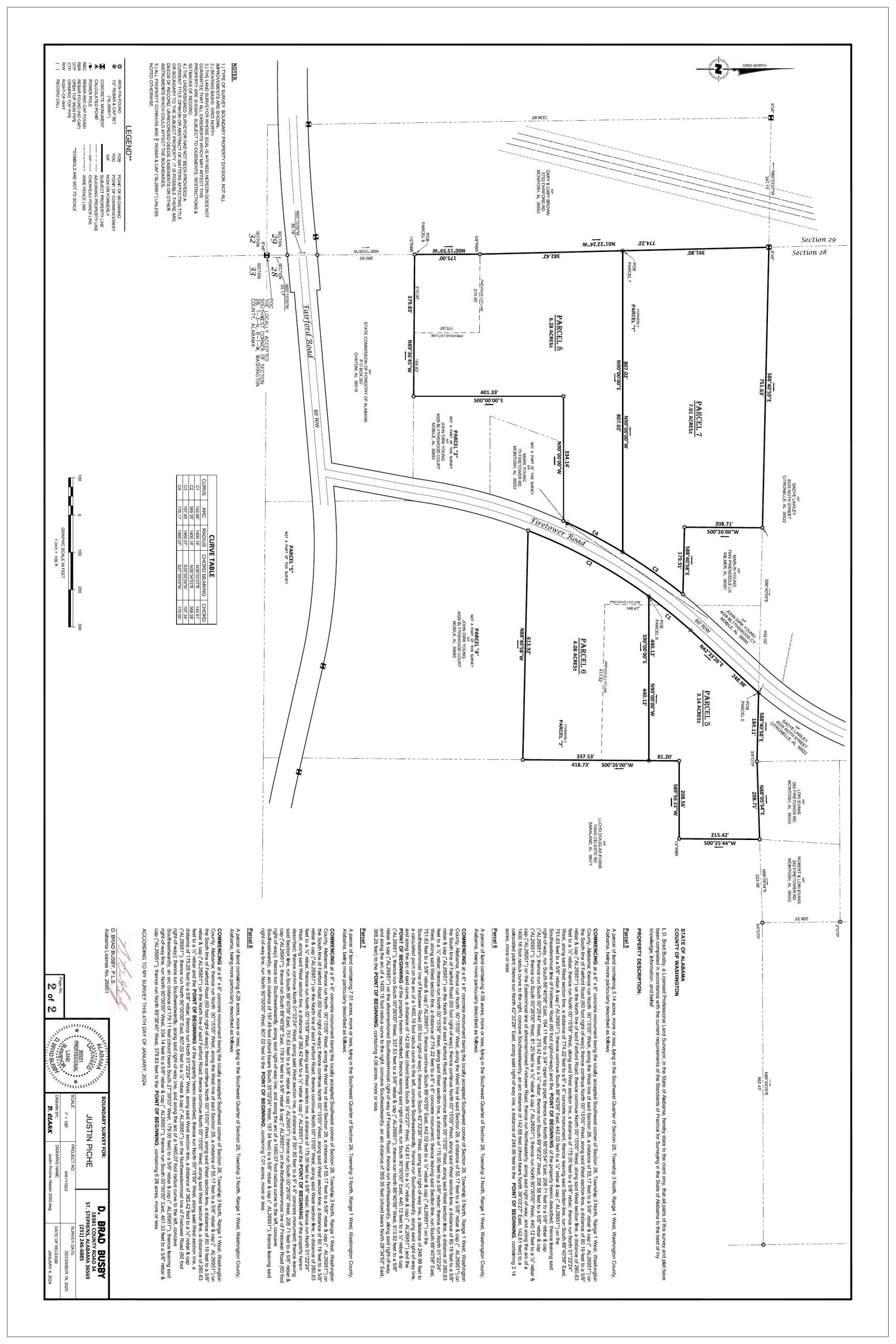 Recorded plat - south tract - Washington County, AL