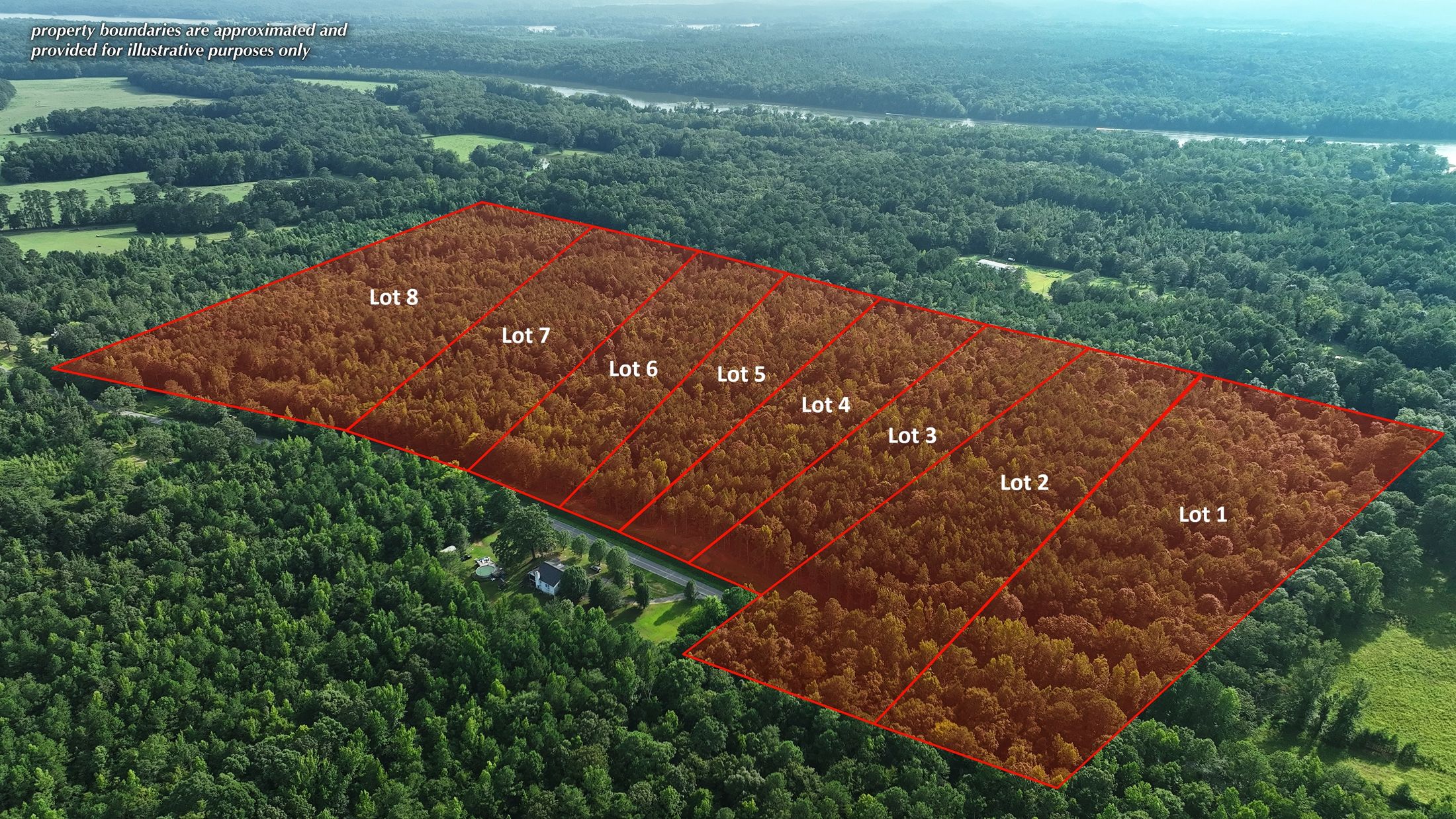 Lots 1-8 - aerial with boundaries
