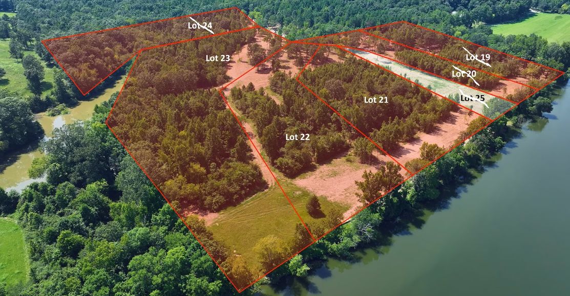 Lakefront lots 19-25 - sold lots marked