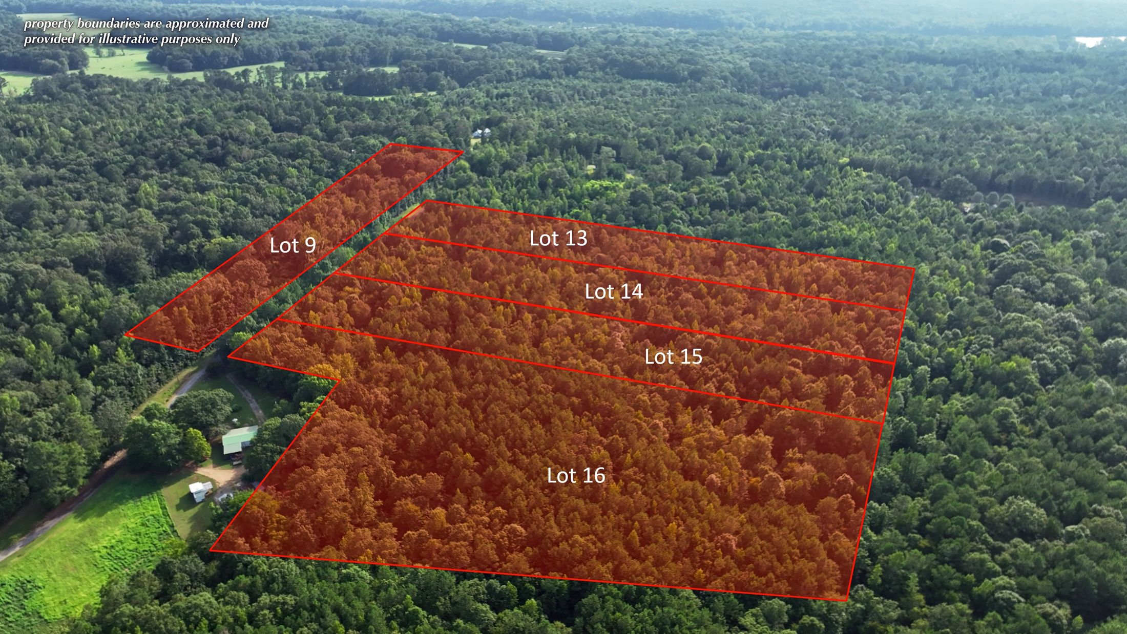 Lots 9-16 - aerial with boundaries